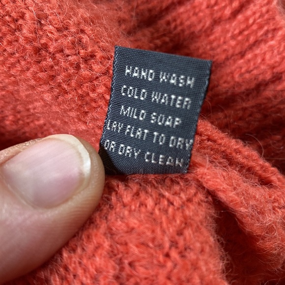 Classic Alpaca alpaca crew sweater deep coral orange asymmetrical boxy small S - Picture 11 of 12